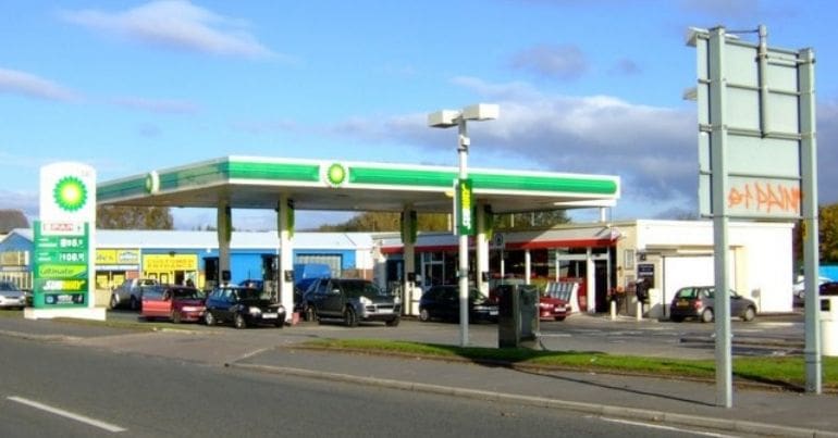 A BP petrol garage