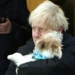 Boris Johnson holding the dog Dilyn