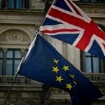 UK and EU flags unfurled