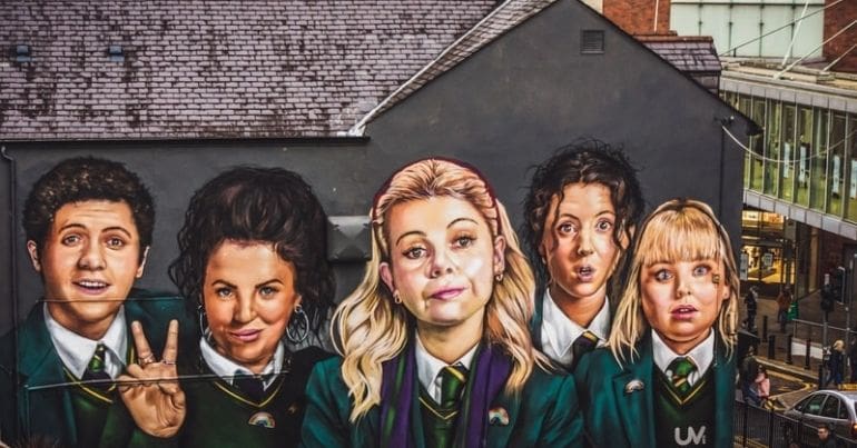 Mural of Derry Girls, the TV show