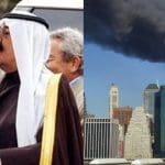 George Bush and the king of Saudi Arabia; the Twin Towers on September 11, 2001