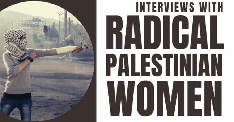 Book cover showing a Palestinian Woman with a sling shot