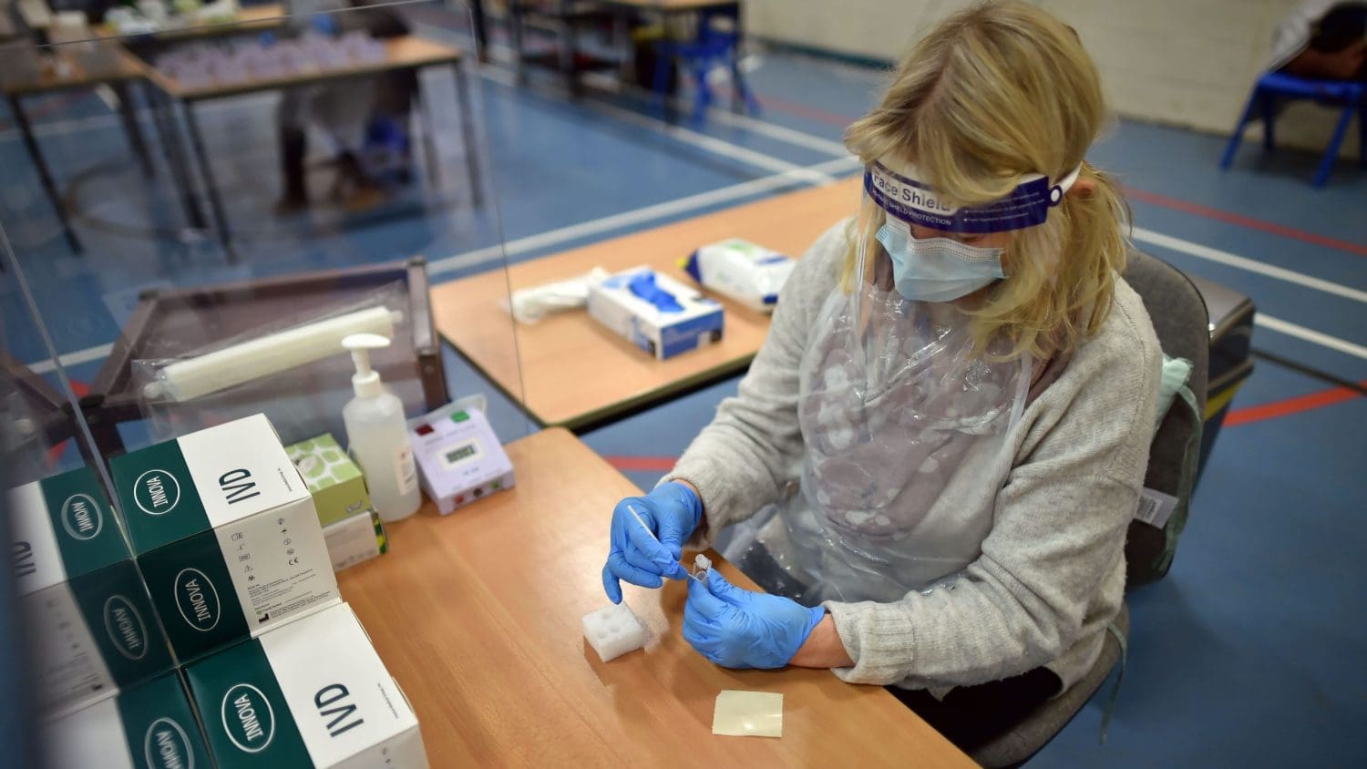 Medical staff testing samples