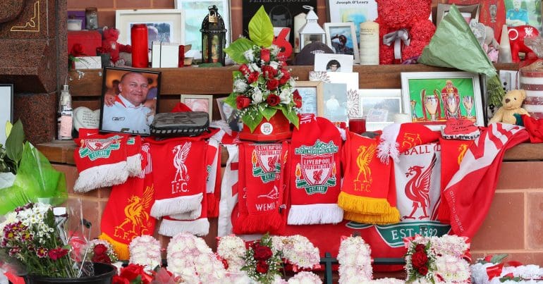 A memorial to victims of the Hillsborough disaster