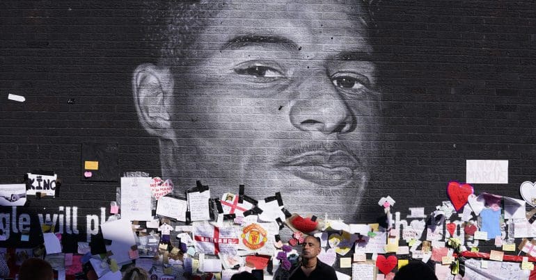 A mural of Marcus Rashford