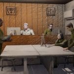 Animation of the inside of the Israeli military court in Ofer
