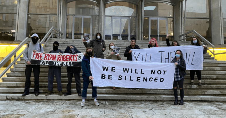 Manchester demonstration in solidarity with Ryan Roberts