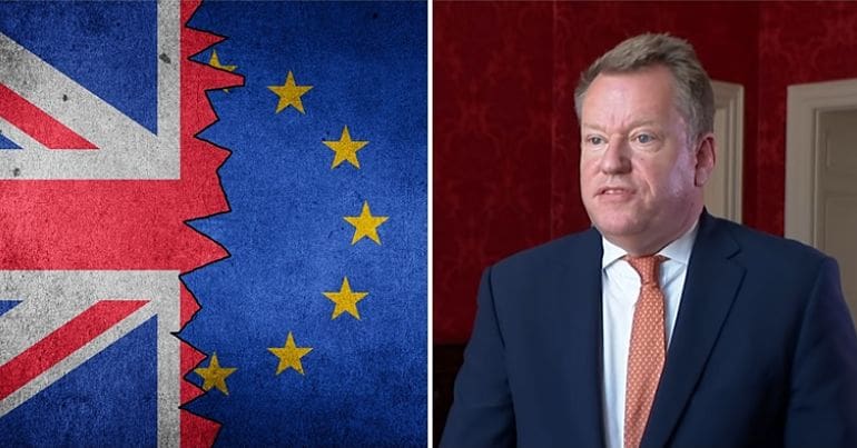 UK & EU flags and the UK's Brexit minister Lord Frost