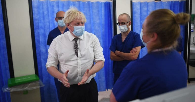 Boris Johnson in a hospital