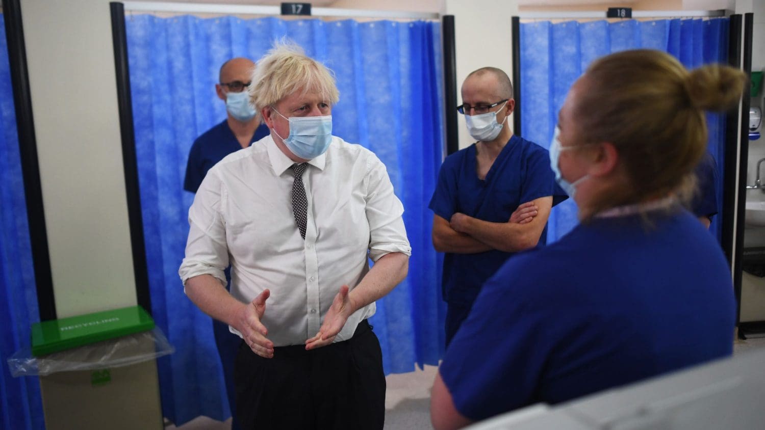 Boris Johnson in a hospital