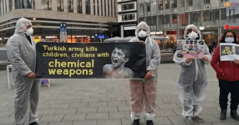 Women in Frankfurt protest use of chemical weapons by Turkish state