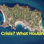 A picture of Jersey with the words "Housing crisis? What housing crisis?"