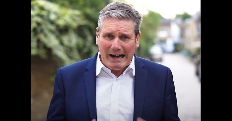 Keir Starmer grimacing in a new Labour video