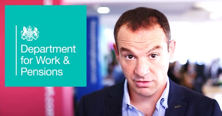 Martin Lewis and the DWP logo