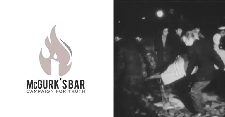 McGurks Bar logo and aftermath of 1971 bombing