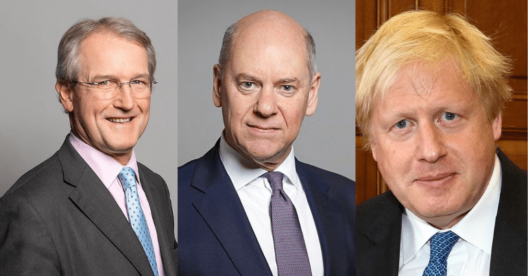 Owen Paterson, lord Evans, and Boris Johnson