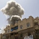 Saudi bombs land on Yemeni building