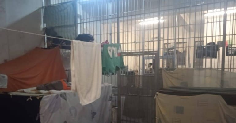 Cramped conditions in the detention centre