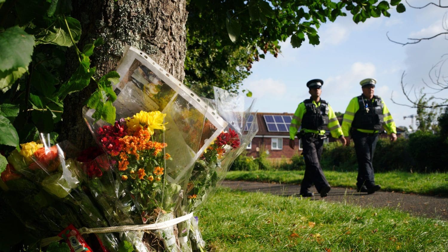 Flowers at the scene of a crime