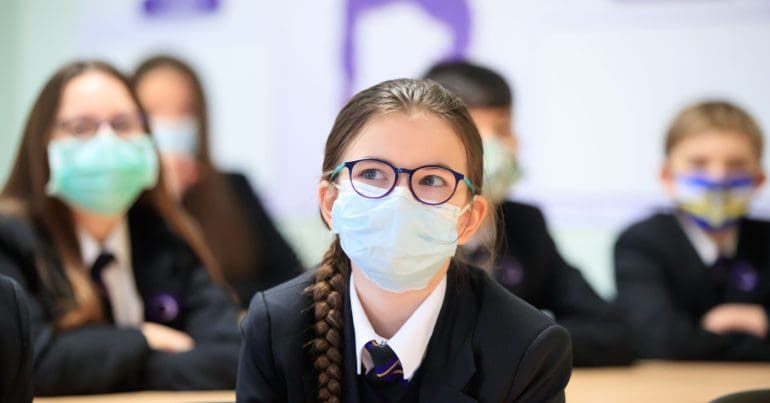 Pupils wearing masks