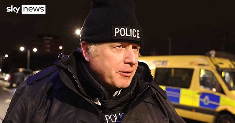 Boris Johnson dressed as a cop