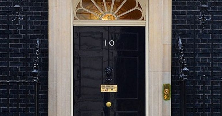 No 10's door.