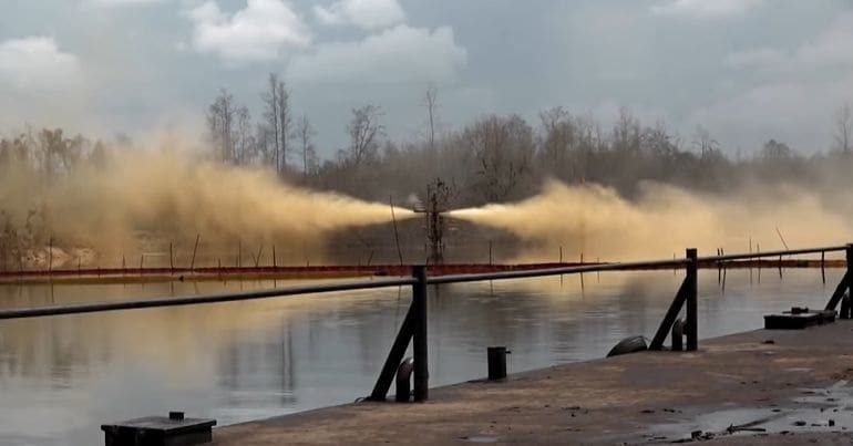 An oil well blowout in Nembe, Nigeria