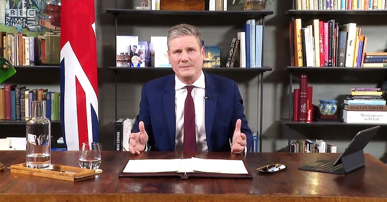 Starmer during his BBC address