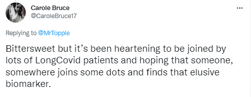 Bittersweet but it’s been heartening to be joined by lots of LongCovid patients and hoping that someone, somewhere joins some dots and finds that elusive biomarker.