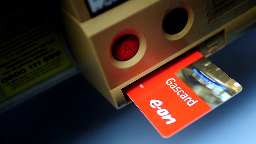 A gas card in a meter