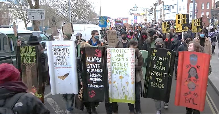 A Kill the Bill demo in Bristol