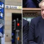 Scottish flag on a lamppost and Boris Johnson looking confused in the House of Commons