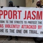 Support Jasmine banner outside Bristol Crown Court
