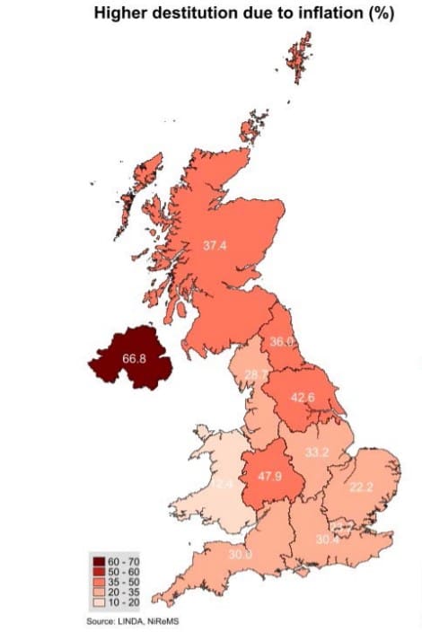 A map of the NIESRs forecast destitution rises