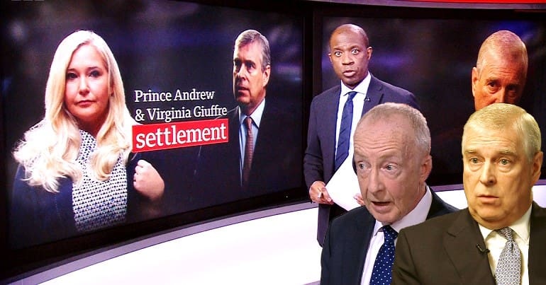 A clip from BBC News at Ten with Nicholas Witchell and Prince Andrew