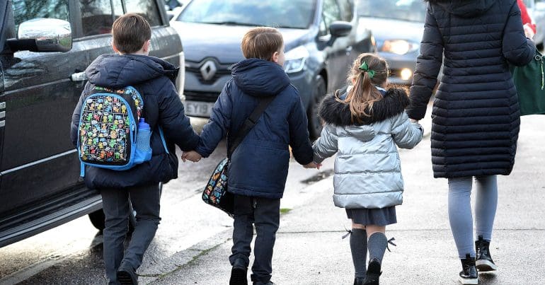 School children walking