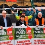 An RMT protest over rail services