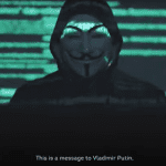 Masked individual from the hacker collective Anonymous