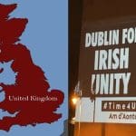 Map of Ireland as part of the UK and Countess markiewicz over a Irish Unity message