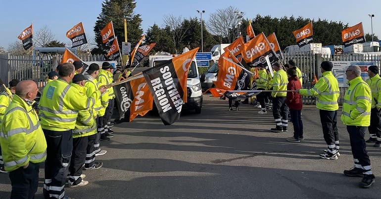 GMB Union workers on strike