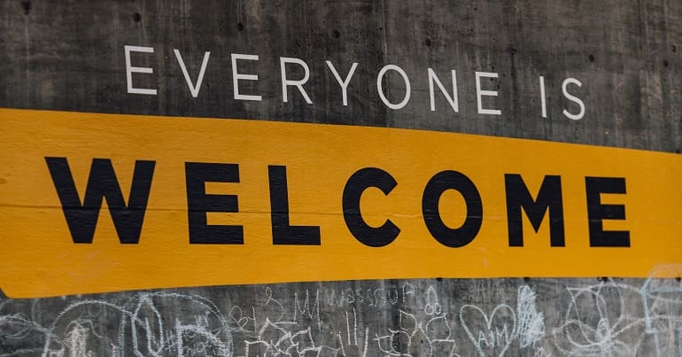 Refugees welcome sign