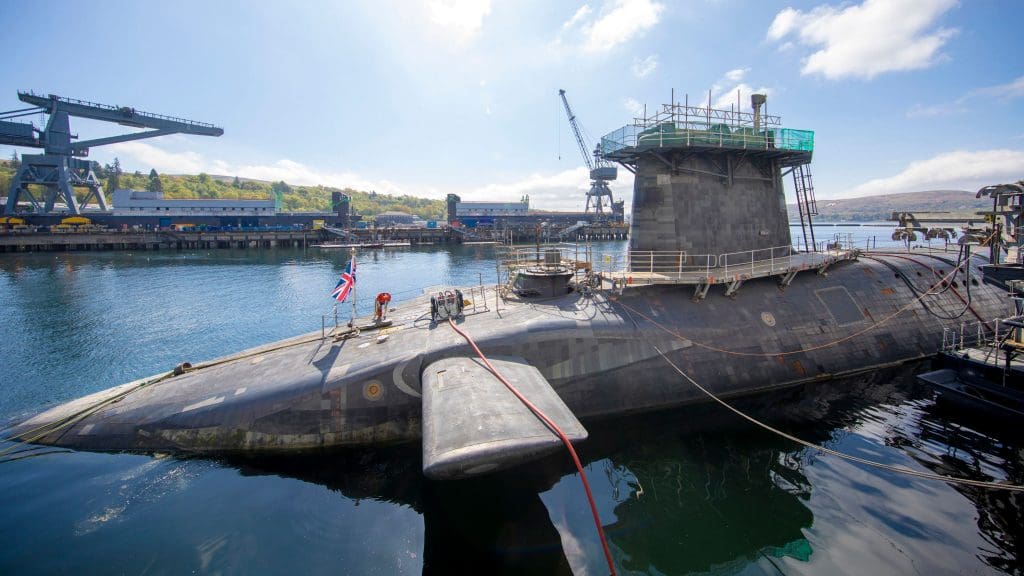 A docked nuclear submarine