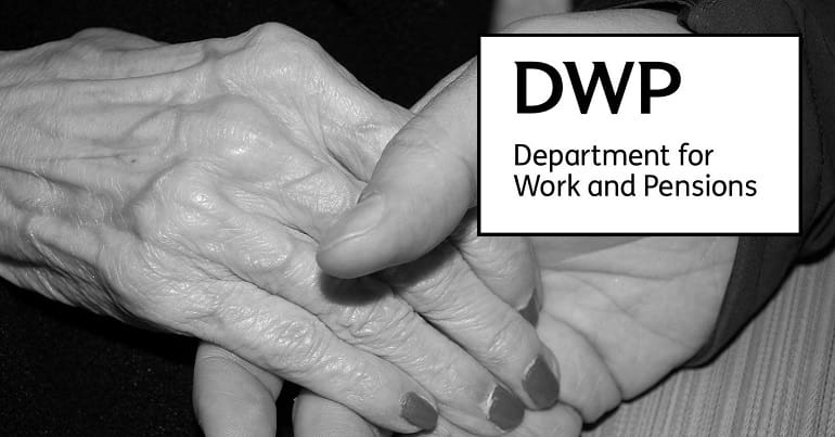 A Pair of hands and the DWP logo