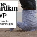 The new Guardian and DWP logos with a picture of a man burying his head in the sand