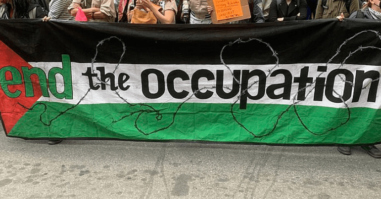 end the occupation banner