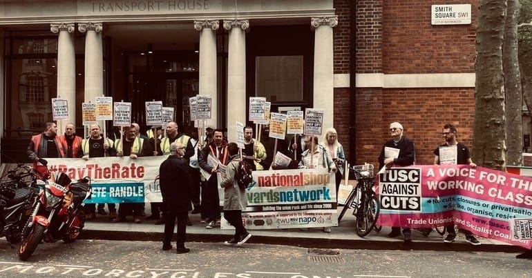 A picture of Coventry bin workers protesting in London