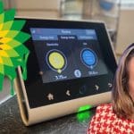 A smart meter, the BP logo and Tory minister Anne Marie Trevelyan