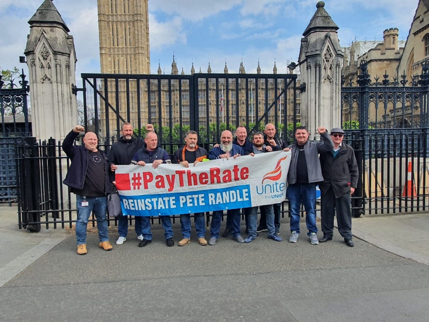 Coventry bin workers standing outside parliament 