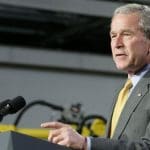 George W Bush gives a speech.