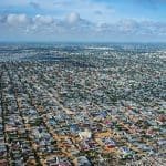 Mogadishu from the air on a bright day